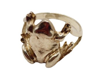 Vintage Size 9 Sterling 925 Frog Ring (A679)