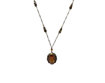 Antique Art Deco Highly Faceted Pendant Necklace (A3079)