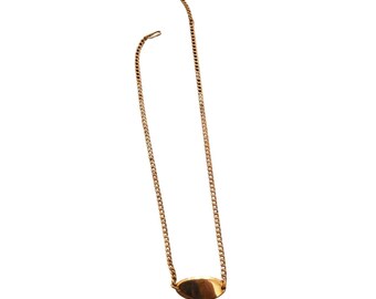 Antique Gold Filled 10" Chain Necklace With Plate (A8195)