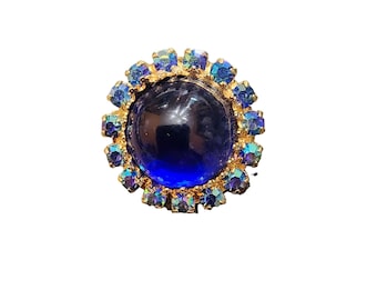 Vintage Small Glass & Rhinestone Brooch (A2525)