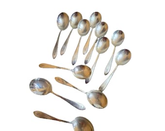 Antique RMC Sterling Set Of 12 Initial "B" Spoons (A9404)