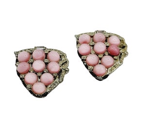 Antique Pair of Satin Glass Fruit Salad Dress Clips (A251)