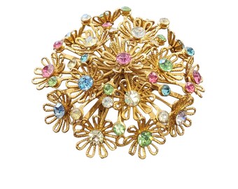 Vintage Unsigned Pretty Dimensional Floral Brooch (A1483)