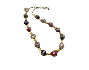 Amazing Multicolor Wedding Cake Beaded Necklace Marked Coro (A8518)