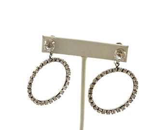 Vintage Early Rhinestone Hoop Earrings (A9153)