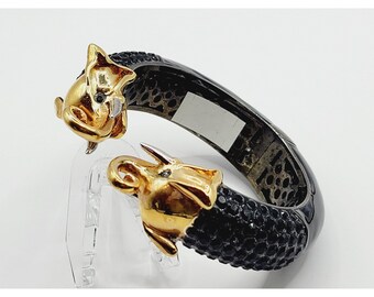 Signed Joann Boyce Elephant Bracelet Figural Rhinestone (A276)