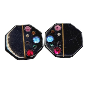Vintage 80&#39;s Acrylic Jeweled Earrings (A519)