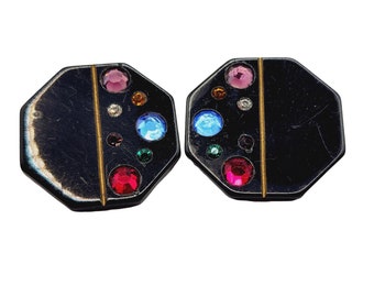 Vintage 80's Acrylic Jeweled Earrings (A519)