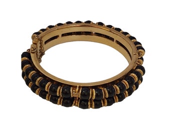 Vintage Acrylic Beaded Hinged Bangle Bracelet (A3657)