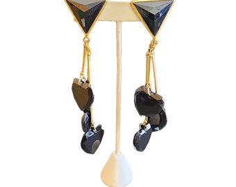 Vintage Huge Couture 80s Acrylic Heart Earrings (A2722)