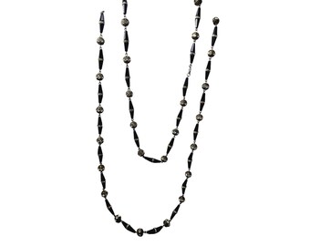 Vintage Spectacular Art Deco 60" Glass & Rhinestone Necklace (A3074)