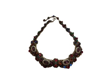 Vintage Unsigned Hollycraft Jeweled Collar Necklace (A2191)
