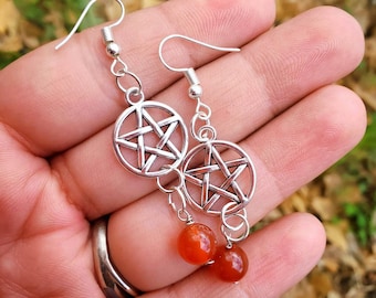 Unique Pentacle & Crystals Earrings