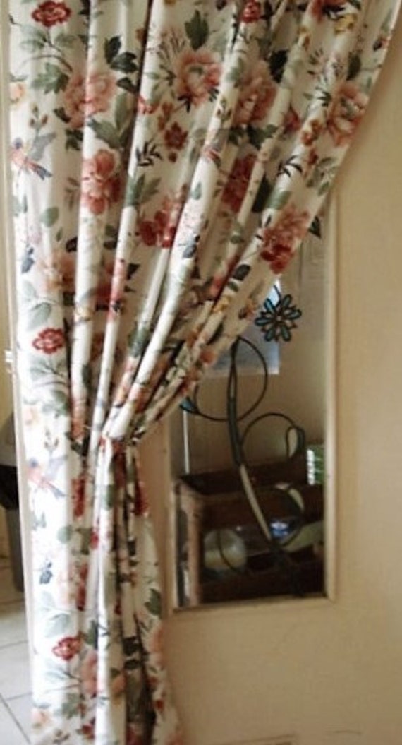 Pair Of Vintage French Linen Morris Sanderson Style Curtains Etsy