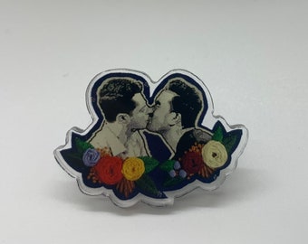 Tiny Acrylic Lapel Pin - Patrick & David Rose (Schitt’s Creek)- 1" x 1.25”, (Pin for lapel of jacket, shirt, backpack, purse, etc.)