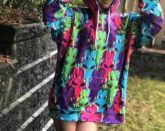 Trippy Bunter Hase Alien Pullover Hoodie