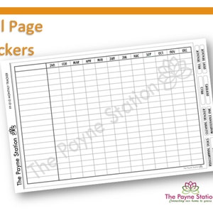 FP-010 Monthly Tracker 1PG Full Cover Sticker for any of your Daily or Blank Pages in your A5 Hobonichi Cousin, A6 Planner or The Weeks Size