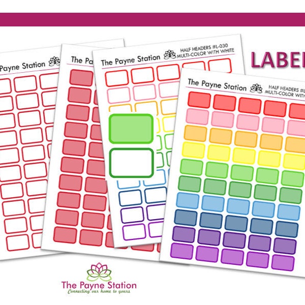 LB-030 Half Header Rectangle Label Stickers .75"Wx.5 for Your Every Little Need, Planning, Listing, Collecting, Functional. YOU CUSTOMIZE!