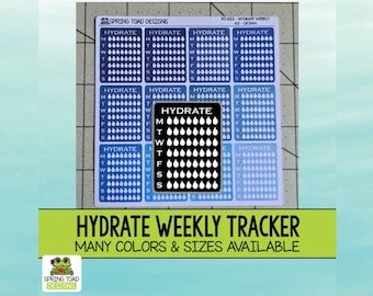 Hydrate Weekly Tracker Stickers: Fitness & Wellness Journal Labels