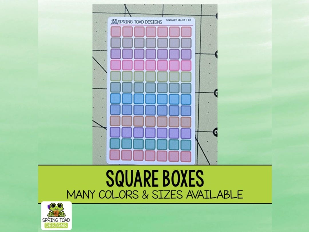 Square Boxes Label Stickers. Many Sizes and Colors. Plan, List, Collect ...