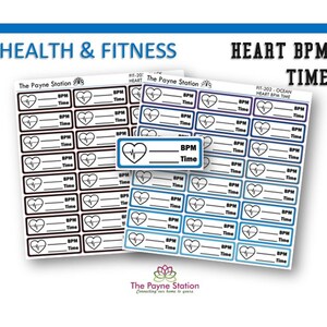 FIT-202 Heart Blood Pressure and Time Stickers for Your Health and Fitness Needs. 2 Sizes. Many Color Options. YOU CUSTOMIZE!