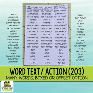 Action Word Text Sticker Script Labels - Choose either Boxed of Offset. YOU CUSTOMIZE!