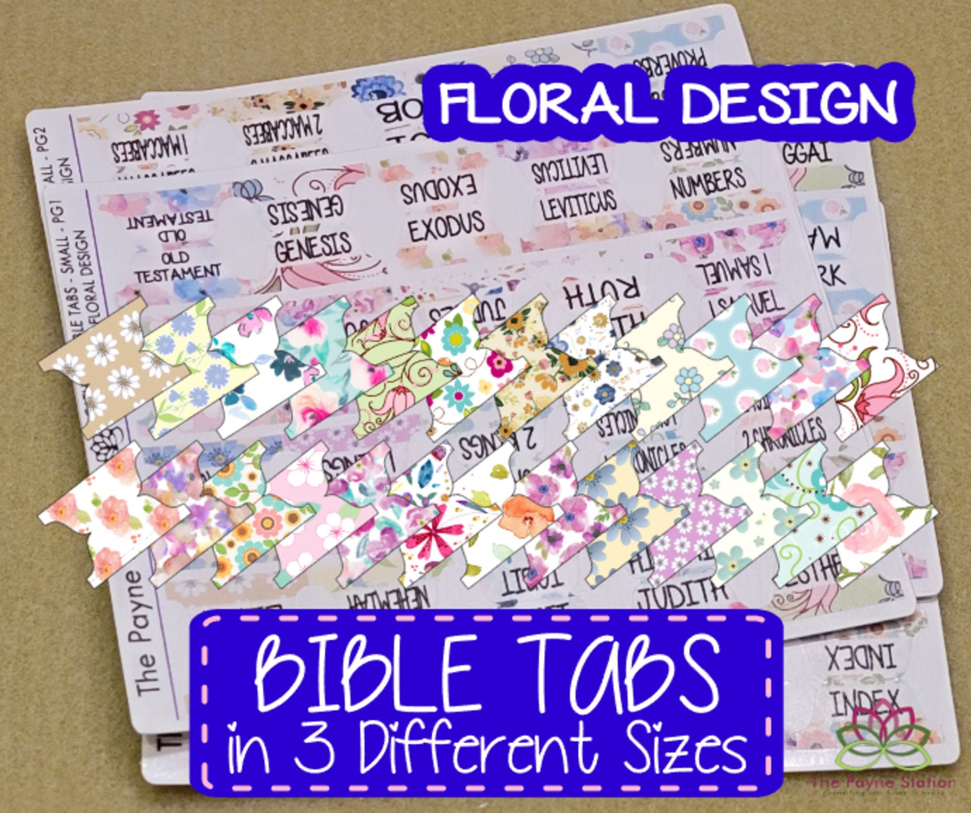 FBT009 Laminated Bible Tabs in Floral Design Available in 3 Etsy