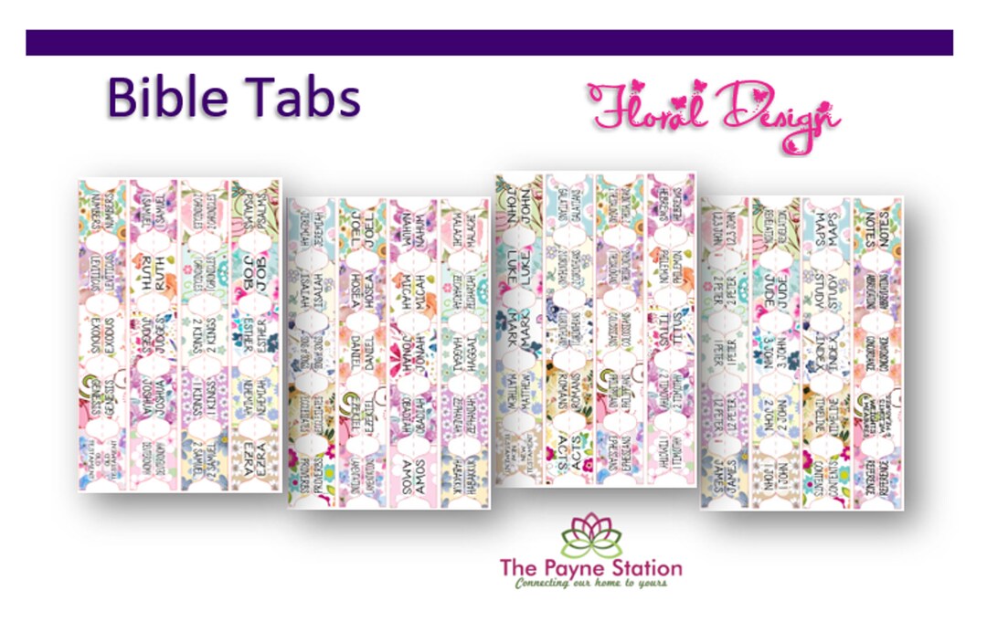 FBT009 Laminated Bible Tabs in Floral Design Available in 3 Different