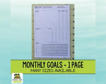 Monthly Goals Planner Sticker: A5, B6, A6, B7, Weeks Sizes