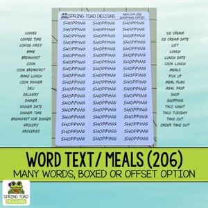 Meal Word Text Sticker Script Labels - Choose either Boxed or Offset. YOU CUSTOMIZE!