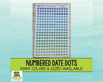 Numbered Date Dot Stickers: 0.25" Planner Labels