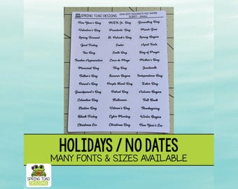 Holiday Planner Stickers: Undated