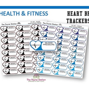 FIT-201 Heart Blood Pressure Stickers for Your Health and Fitness Needs. 2 Sizes. Many Color Options. YOU CUSTOMIZE!