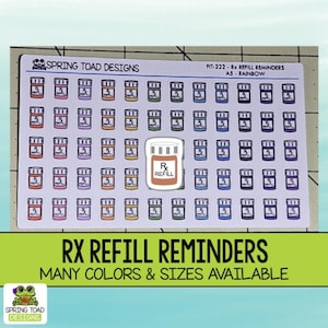 Rx Refill Reminder Stickers: Health & Wellness Planner Stickers