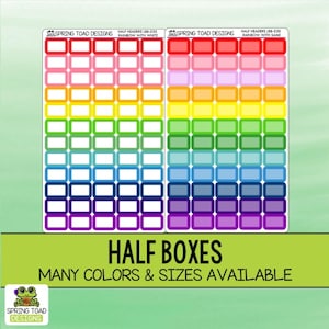 Autocollants d'étiquettes demi-boîtes pour votre en-tête rectangulaire. Beaucoup de couleurs et de tailles. Planifiez, répertoriez, collectionnez, organisez. VOUS PERSONNALISEZ !