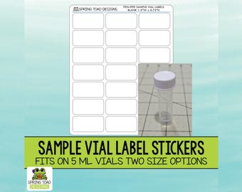 Sample Vial Label Stickers for the Side of your Vials - Two Sizes Options