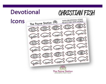 FDI-072 Christian Fish Faith Devotional Icon Stickers for you to use in your Bible or Prayer Journal