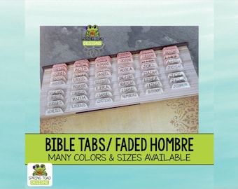 Faded Hombre Bible Tabs: Laminated Stickers, Catholic Bible Option