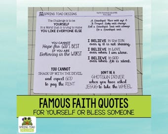 Famous Faith Quotes. Funny Inspirational Labels Stickers.