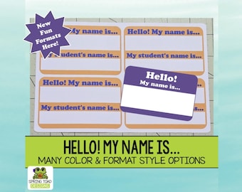 Hello! My Name Is. Customizable Name Tag Label Stickers for Party Event and Gatherings.