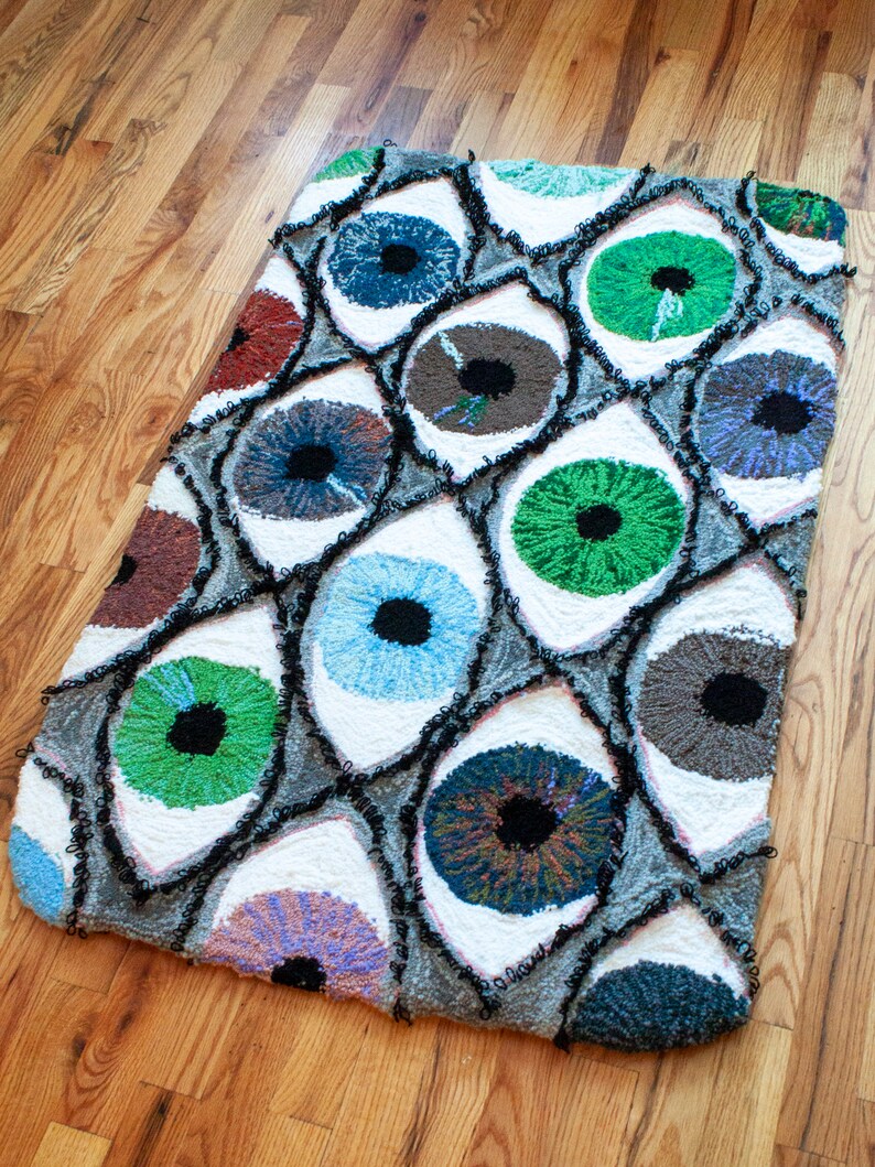 Eyeball Rug Handmade Handtufted Rug Accent Rug Etsy
