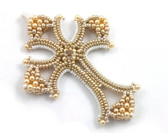 Beading4perfectionists: Tutorial avanzado de patrón de abalorios para colgante "Cruz de Milldred" (archivo PDF)