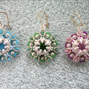 Beading4perfectionists: &quot;Fleur de Dentelle&quot; earrings  beading pattern tutorial PDF file