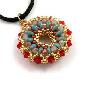Beading4perfectionists : "Donut" pendant beading pattern tutorial PDF file