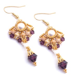 Beading4perfectionists:  "Da Luz" Art Deco style earrings beading pattern tutorial PDF file