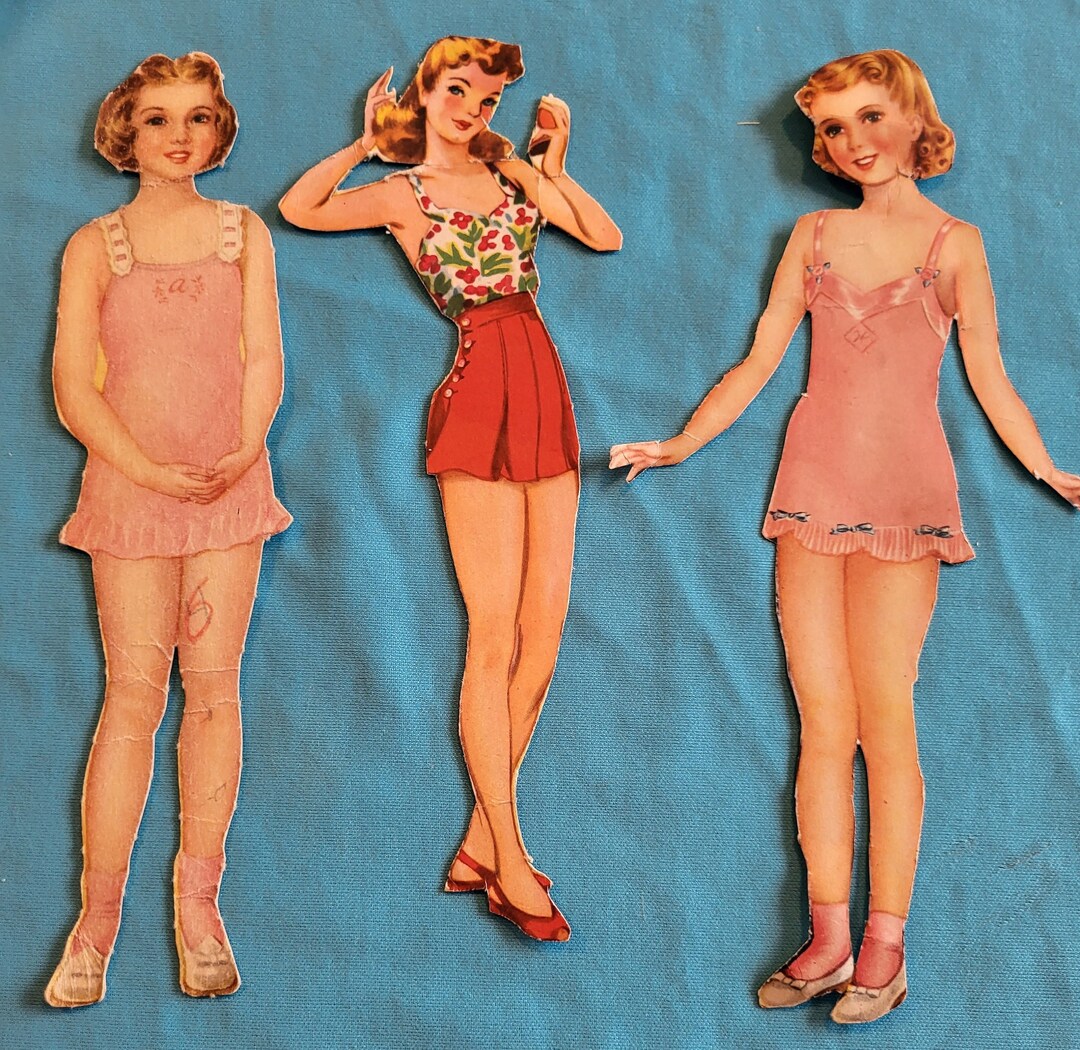 Vintage Circa 1930s Paper Dolls Ladies Girls and Baby Large Etsy