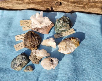 Minerals Crystals Lot of 7 Actinolite, Stilbite, Heulandite, Aragonite and more