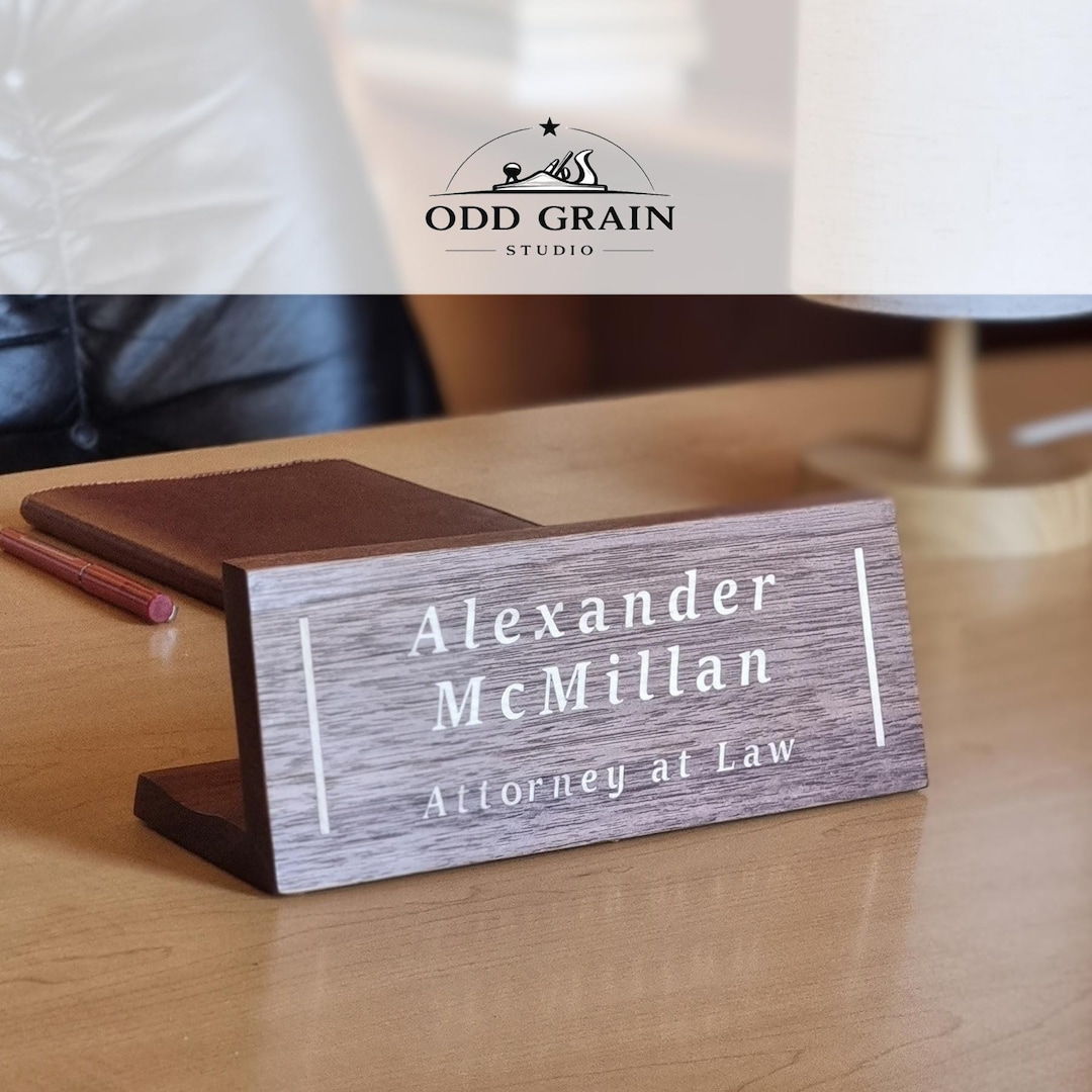 Name Inlay Custom Desk Name Plate With Maple Inlay, Personalized Office Nameplate ...