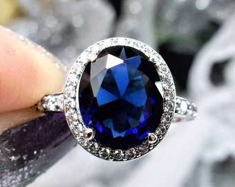 Zephyr Bague De Fiancailles Saphir Bleu Bague Halo De Saphirs