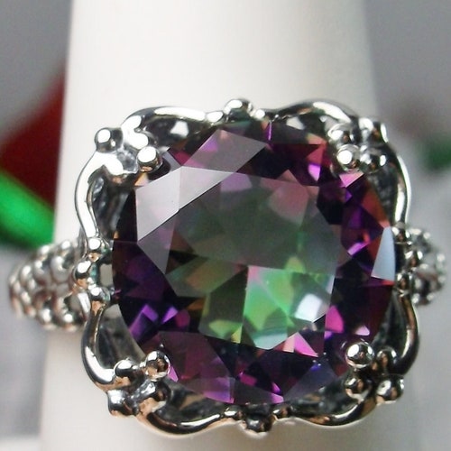 Mystic Topaz Ring/ Sterling Silver/ Rectangle Rainbow Mystic - Etsy